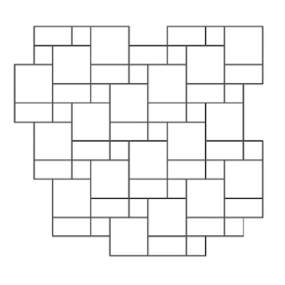 Mixed size laying patterns with 3 different sizes creating a unique and striking laying pattern