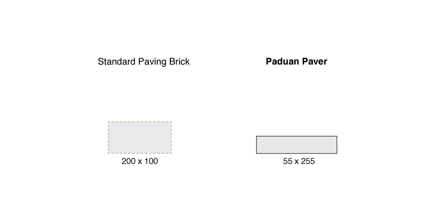 Paduan paver size visualisation
