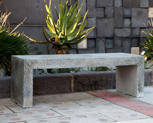 Polished Concrete benches used in a Outdoor Living Space