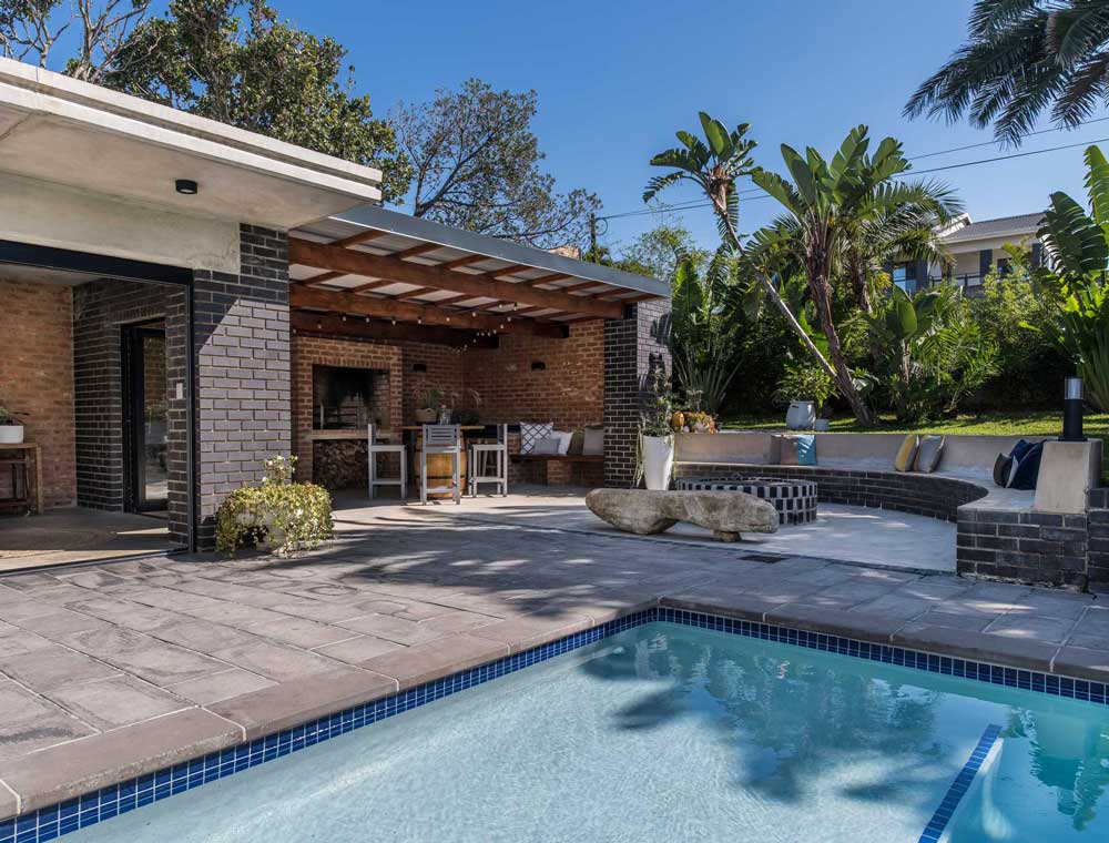 Charcoal Newtown Coping used around a pool at a Outdoor Living Space