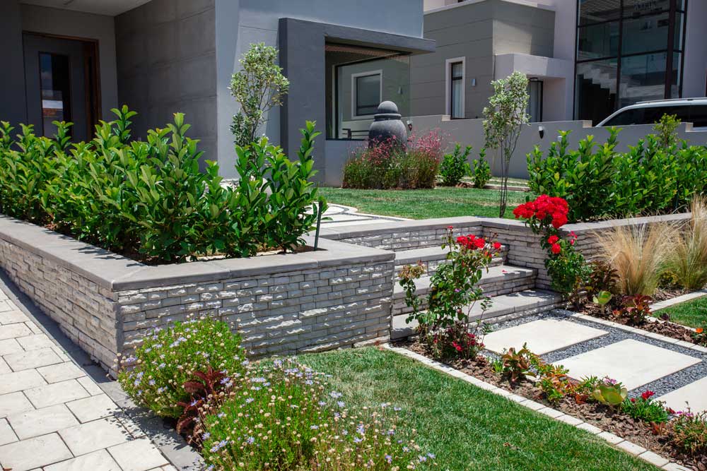 Grey Newtown Coping used on stairs and garden landscaping