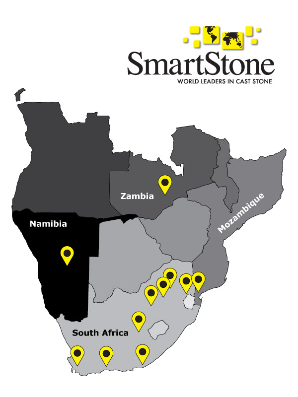 SmartStone Nambia Southern Africa Map Branches